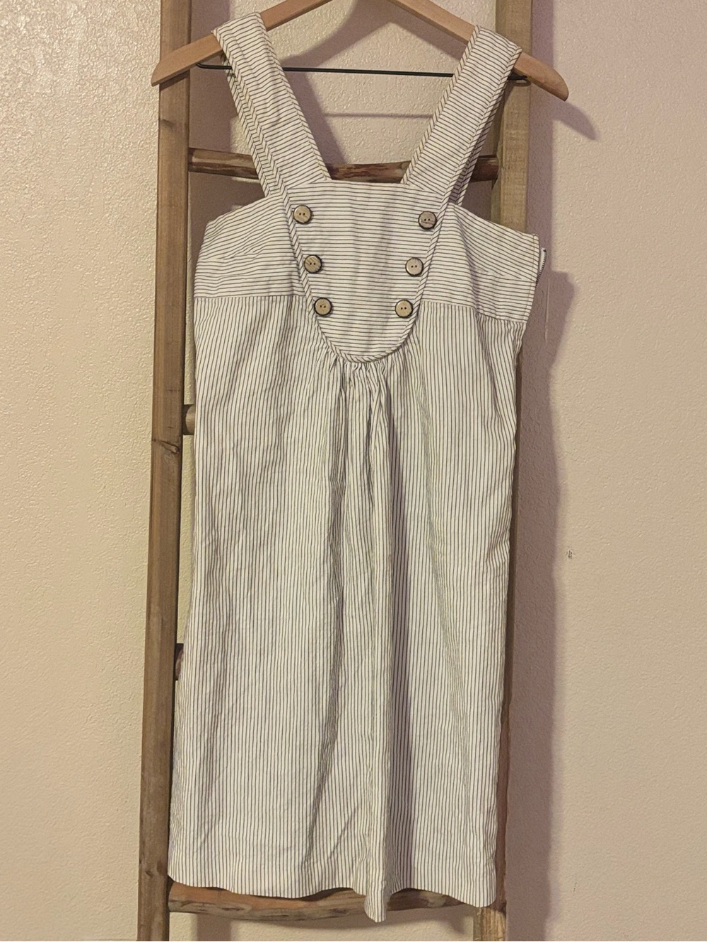 Mayle Linen Blend Striped Pinafore Dress